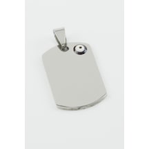 Künye - 318 - İsim Yazılabilir Çelik Kolye Ucu 1,5x2,5 Cm - Shophnrl - Gümüş Rengi