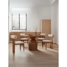 Elera İskandinav Doğal Ahşap Mutfak Masası 120x120 Ceviz