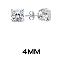 Oya Silver Yuvarlak Tırnaklı Zirkon Tektaş Rodyumlu Vidalı Unisex Gümüş Küpe 4mm Oysy139