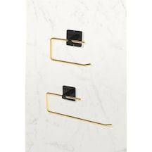 Karteya Yapışkanlı Paslanmaz Gold Rulo Havluluk Ve Wc Kağıtlık Banyo Mutfak 2'li Set Altın
