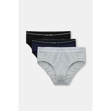 Eros 3'Lü Erkek Slip Compact Pamuk Ers 016 Siyah - Beyaz - Lacivert