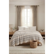 Natura Soft Ekru 4 Kat Müslin Çift Kişilik Yatak Örtüsü 220x230 Cm %100 Pamuk Çok Amaçlı Koltuk Örtüsü Ve Tv Battaniyesi Açık Gri