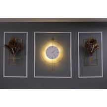 Büyük Boy 5'li Gold Kristal Elegante Set Kablo Gerektirmeyen Seri - Modern Duvar Saati Gold