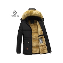 Erkekler İçin Kışlık Kalın Orta Boy Pamuklu Ceket Siyah