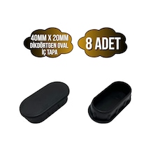 Oval Demir Profil İç Tapa Geçme Plastik Ayak Geçme Koruma Plastiği 40mm X 20mm 8 Adet Siyah Siyah
