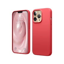 Apple Uyumlu iPhone 13 Pro  Silikon Kılıf - Pastel Renk Tonu Esnek Tam Koruma Kapak - Kırmızı