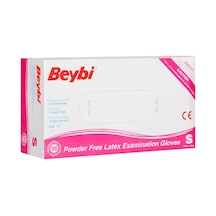 Beybi Pudrasız Lateks Muayene Eldiveni S Beden Beyaz 100'lü 20'li Paket