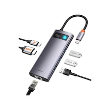 Metal Gleam 6 İn 1, Çok Fonksiyonlu Bilgisayar/telefon Hub Adaptörü, Gri, Bağlantı Sayısı: 6, G