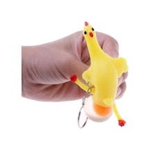 Squishy Yumurtlayan Tavuk Anahtarlık Açık Gri