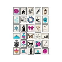 30 Adet Vintage Posta Pulu Botanik Kedi Sticker Seti - Ajanda Scrapbook Defter Çok Renkli