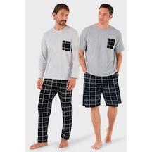 Buratti Pamuklu Regular Fit Kareli 2'Li Paket Erkek Pijama Takımı 657200120S2 Gri Melanj-Gri Melanj Buratti Pamuklu Regular Fit Kareli 2'Li Paket Erkek Pijama Takımı 657200120S2 Gri Melanj-Gri Melanj