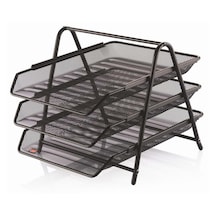 Cassa Evrak Rafı Metal Perforeli 3 Lü Siyah Metal Evrak Rafı