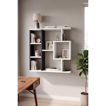 Reyo Enda Home Yegane Duvar Rafı, Duvar Kitaplığı, Dekoratif Kitaplık, Modern Kitaplık, Zeminde Veya Duvarda Kullanıma Uygun Antrasit - Beyaz