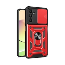 Newface Samsung Galaxy M15 Kılıf Pars Lens Yüzüklü Silikon - Kırmızı