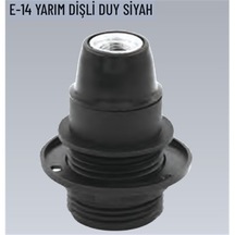 50 Adet E14 Yarım Dişli Siyah Duy