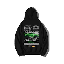 Brz Collection Unisex Oversize Porsche Rs Raw Green Hoodie Siyah