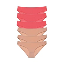 6 Adet Set Likralı Kadın Slip Külot Fuşya Ten