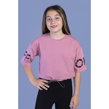 Toontoy Kids Toontoy Kız Çocuk Of Baskılı Crop Tişört Gülkurusu