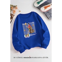 Macklin Unisex Kadın Erkek Monkey D Luffy Anime Özel Tasarım Baskılı Bisiklet Yaka Sweatshirt Mavi Mck1331 Mavi
