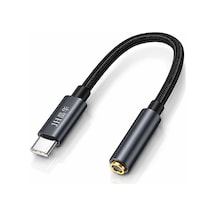 Type-c - 3.5mm Kulaklık Dönüştürücü, Dijital Dac Çipli Hi-res Ses Adaptörü, Telefon Tablet Bilgisayar Uyumlu, Metal Gövde, Naylon Örgülü, Parazit Önleyici A551