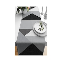 Geometrik Desenli 40x140 Cm Leke Tutmaz Kumaş Masa Örtüsü Açık Bej