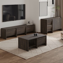 Laris Üçlü Set Tv Sehpası, Konsol Ve Orta Sehpa İle Modern Yaşam Alanları İçin Takım Ceviz