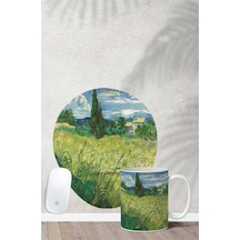 Van Gogh Greenfield Desenli Bilek Destekli Mouse Pad Kupa Seti Mousepad