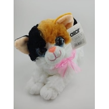 Acar Siyah Sarı Yatan Kedi Sesli Büyük Peluş 25 Cm--Skradapelus29