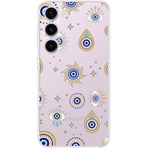 Samsung Galaxy S23 Plus İle Uyumlu Nazar Boncuğu 5 Kamera Korumalı Şeffaf Silikon Kılıf Şeffaf