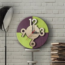 Kişiye Özel 3 Boyutlu Kabartma Tasarımlı Ahşap Duvar Saati 30 Cm. Çok Renkli