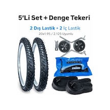 20x1.95 Bisiklet Lastiği Seti 5 Li 2 Dış 2 İç Lastik + 1 Takım Denge Tekerlekleri Çocuk Bisiklet