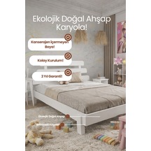 Renazzo Lotus X New Masif Ahşap Karyola Beyaz 120x200 Beyaz - 120 X 200