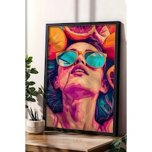 Meyvelerin İçinde Uzanan Kadın Çerçeveli Tablo - Pop Art Poster Tablo