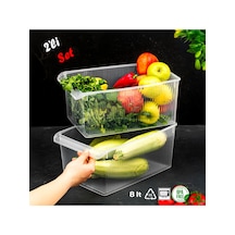 Porsima 3185 2li 8 Litre Dolap İçi Ve Buzdolabı İçi Düzenleyici Banyo Mutfak Organizeri 20x32x7 Cm Şeffaf