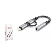 Hadron Gj-026 Type-c + Lightning To 3.5mm F Kablo Siyah