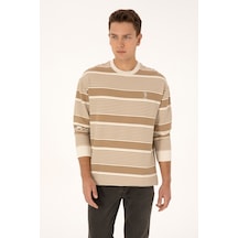 U.S. Polo Assn. Erkek Comfort Fit Bisiklet Yaka Krem Sweatshirt 50308135-VR256