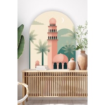 Sanatsal Çizim İle Oluşturulmuş Vintage Suluboya Cami Resmi Sticker, Özel Çizim Cami Temalı Sticker