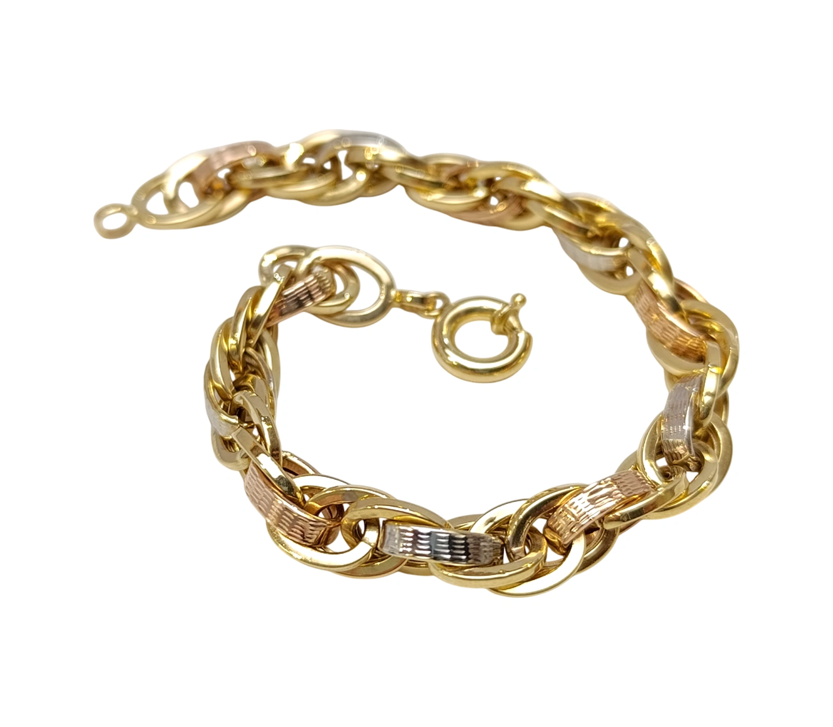 8.3mm Palamut Haloy Bileklik Künye 14 Ayar Altın Hd Videolu Sarı Beyaz Roze