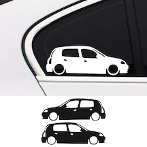 2 Adet Renault Clio Mk 2 Basık Oto Sticker - Kelebek Cam Sticker 20x7 Cm