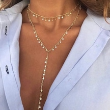 Choker Ve Y Kolye 2 Si 1 Arada Yıldızlı Gümüş Kolye Rose Gold