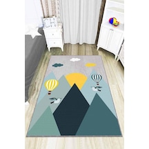 Yeşil Yıkanabilir Kaymaz Tabanlı Balonlu Bebek Halısı Ar764n11