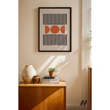 Bauhaus Çizgi Ve Daire Deseni, Siyah Çerçeveli Duvar Tablosu - Modern Ev Dekorasyonu