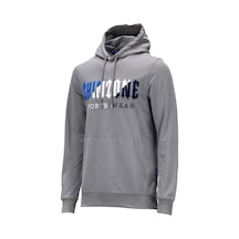 Erkek Standart Fit Kapüşonlu Kabartma Baskılı Gri Sweatshirt 001