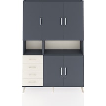 Arges Dolap 7 Raflı 4 Çekmeceli 5 Kapaklı 132x30x195 Antrasit-antrasit/aytaşı Antrasıt/aytası