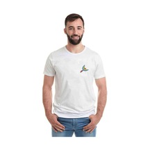 Kırmızı Uçan Papağa Baskılı Beyaz Erkek Tshirt