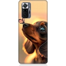Xiaomi Redmi Note 10 Pro Uyumlu Sevimli Köpek Ve Kelebek Desenli Silikon Kılıf