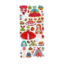 Sticker Kabartmalı Stiker Defter, Planlayıcı Etiket Sk103 9x18 Cm- Prenses Kız Giydirme