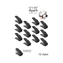 12'li Ayarlanabilir Ayakkabı Rampası - Yükseklik Ayarlı Ayakkabı Düzenleyici Dolap İçi Organizer Siyah