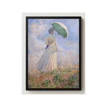Monet Sağa Dönük Şemsiyeli Kadın Çerçevesiz Poster 30x42 Cm A3 Tablo Empresyonist Duvar Dekoru