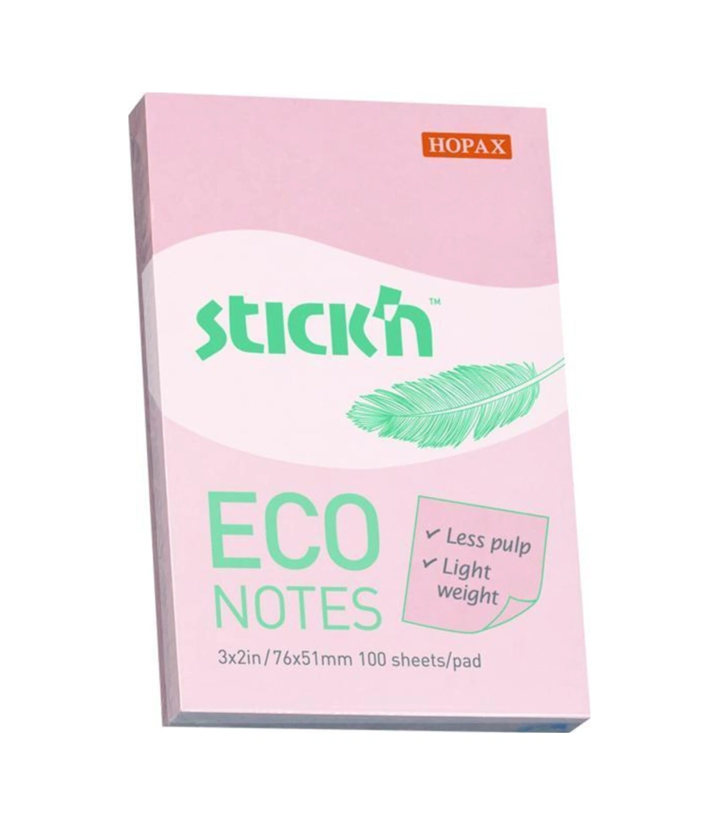 Stickn 76x51mm Eco Notes Yapışkanlı Not Kağıdı Pastel Pembe 100 Yaprak 12 Paket 21742